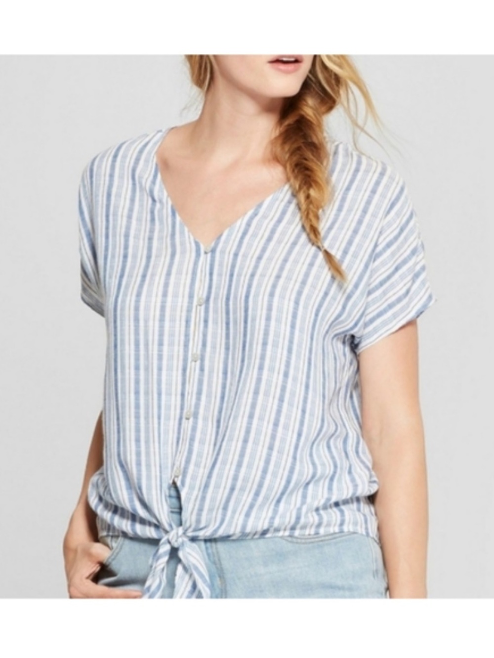 Universal Thread Striped Tie Front Top | Casual Feminine Summer Blouse